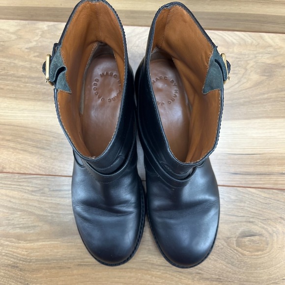 Marc Jacobs Booties 7.5 Black Leather Ankle Zip Bootie EU 37.5 - Picture 6 of 11